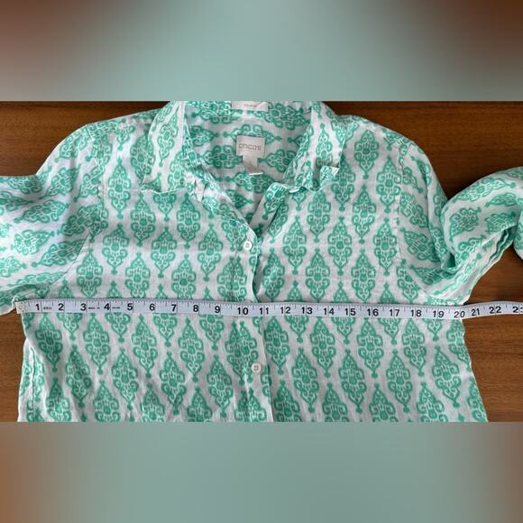 Chico’s Effortless Linen Batik Sina Shirt Size 1 Medium - Picture 9 of 11